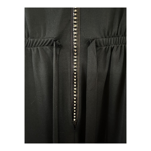 Black Rhinestone Sequined Teeth Zipper Jump Suit Double Knit Wide Leg 1970's - Picture 9 of 11